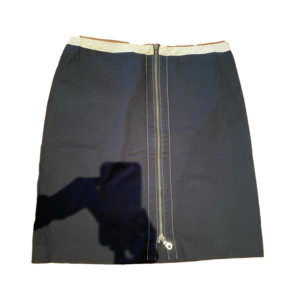 Spanner Zip Front Cotton Skirt Size 14 Retro Style black and tan tone